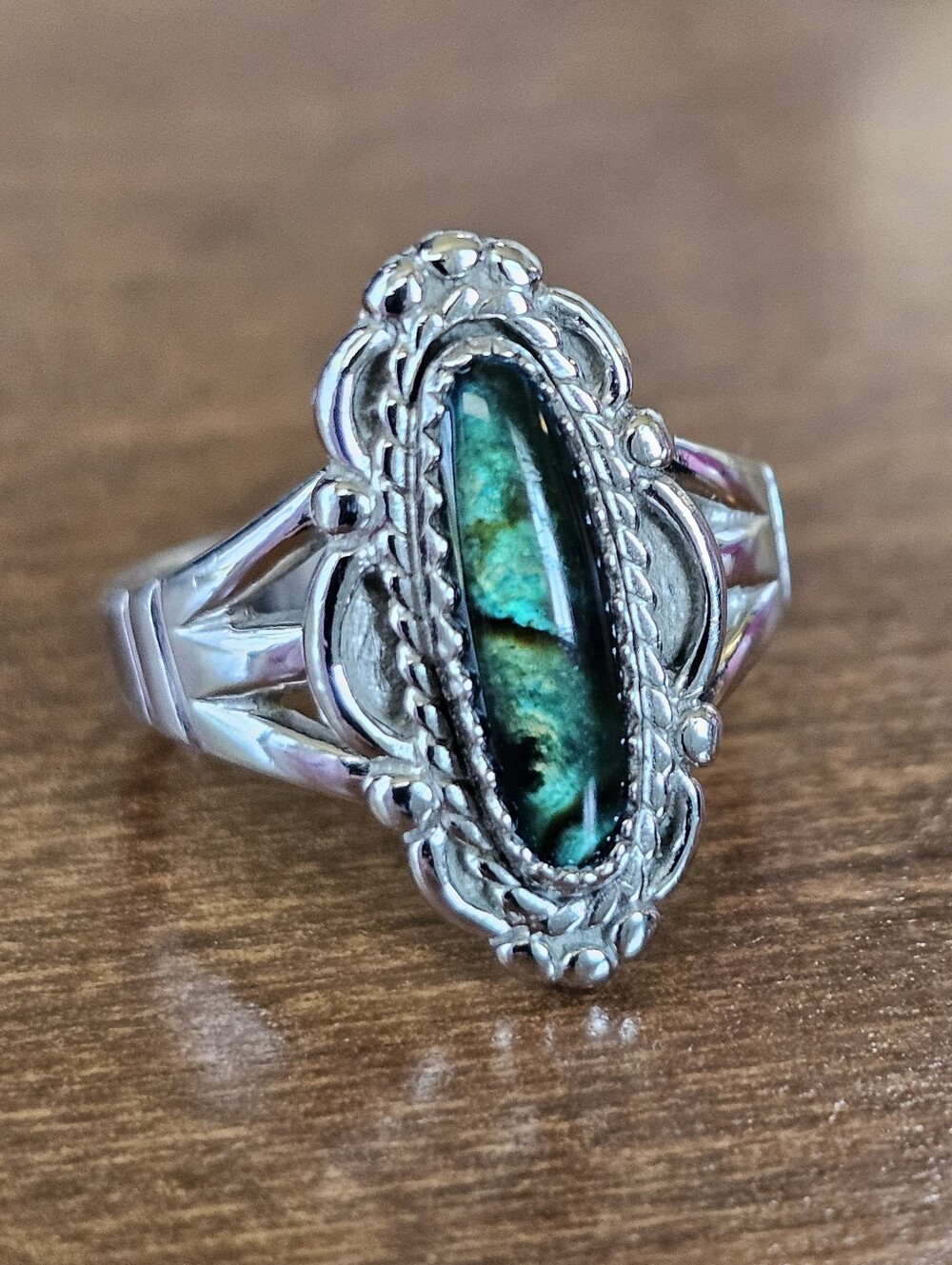 Vintage Native American Paua Ring In Sterling Silver Size 7 - Picture 4 of 7